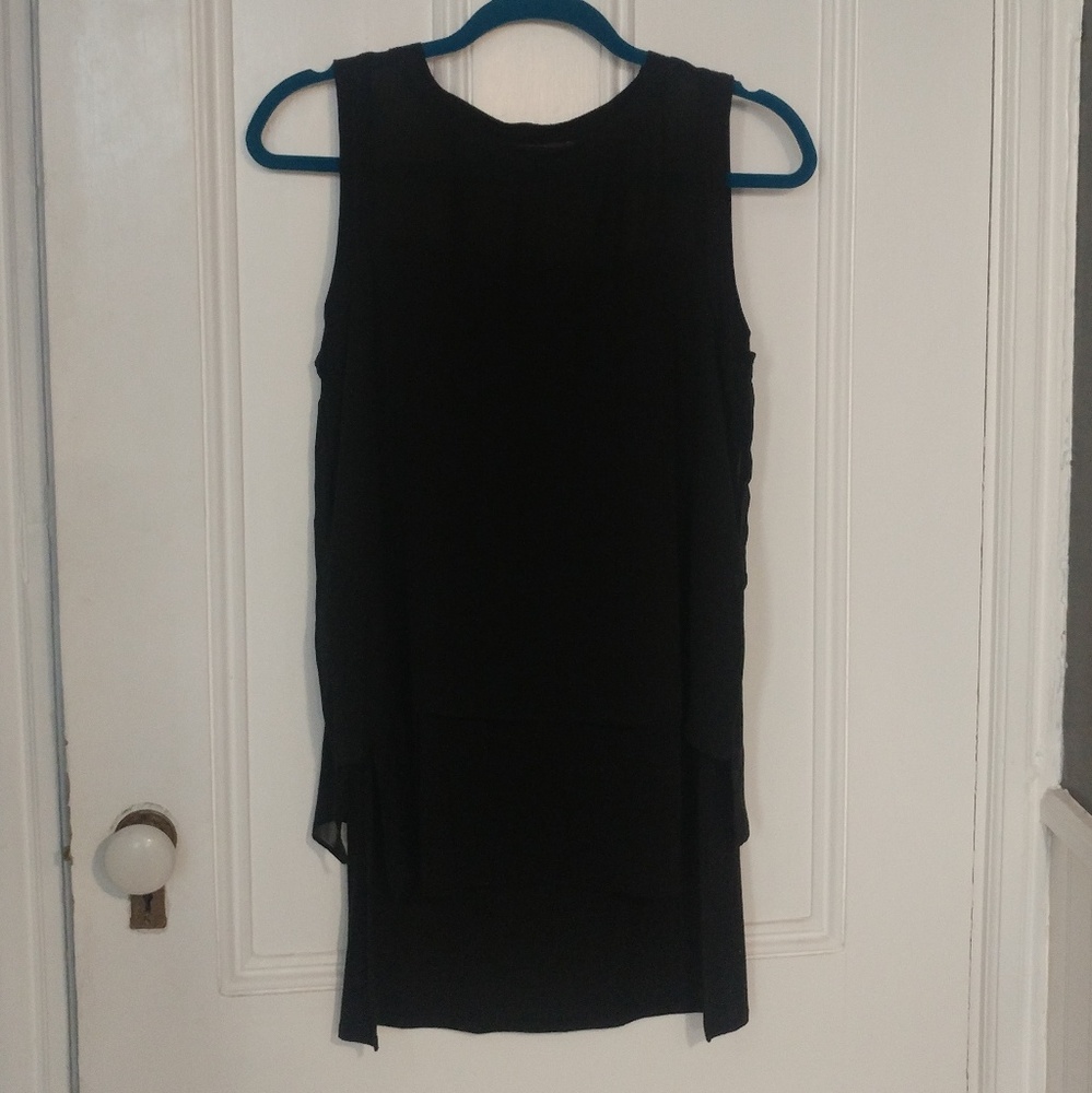 Chiffon & Jersey Sleeveless Hi-Lo Tunic
